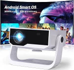 Nutikas projektor 4K toega, Android 11, Full HD 1080P, 28000 luumenit, WiFi 6 & BT 5.2, 120&deg; reguleeritav statiiv, elektriline fookus, keystone korrektsioon, kodukino projektor Switch/PS5 jaoks.