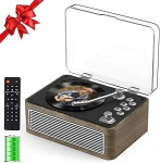 Gueray kaasaskantav Bluetooth CD-m&auml;ngija koos k&otilde;laritega 3600 mAh laetav Vintage CD-m&auml;ngija koju, Retro tammepuust CD-m&auml;ngijad FM-raadio kaugjuhtimispuldiga, toetab USB AUX taasesitust