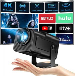 Projektor, miniprojektor Full HD 4K, toetab WiFi 6, BT5.0 11.0 Android OS, 150-tolline, 360-kraadine Flip Smart Projector, LED-projektor, 180&deg; p&ouml;&ouml;ratav telefoni/PC/Lap/Xbox/Stick jaoks, must