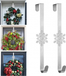 2 x J&otilde;ulud uksehoidja koos lumehelbe p&auml;rg 15-tolline metallist p&auml;rg ukse konksud lumehelbe dekoratsiooni konksud j&otilde;ulupidu kaunistamiseks ukse seinale kodukontor (h&otilde;bedane) (h&otilde;bedane)