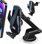 Mobiiltelefoni hoidja auto laadimisfunktsiooniga, 15 W mobiiltelefoni hoidja auto induktiivne laadimine tugevaim iminapakett ventilatsioonikonks automaatne kinnitus armatuurlaua tuuleklaasile iPhone'ile