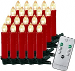 20 LED j&otilde;uluk&uuml;&uuml;nla, soe valge j&otilde;ulupuu k&uuml;&uuml;nlad juhtmevabad k&uuml;&uuml;nlad kaugjuhtimispuldiga k&uuml;&uuml;nlavalgustus IP44 j&otilde;ulupuu j&otilde;ulukaunistuseks pulmapeodeks - punane