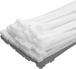 XINGO 50 kaablisidemete pakend, valge, 400 mm x 7,6 mm, 50 kg t&otilde;mbetugevus, v&auml;ike suurus, UV-kindel komplekt kaablite korrastamiseks, aiandus, kodu, kontor, garaaž.