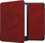 Amazon Kindle Paperwhite (2024)/Colorsoft Case - Kunstnahast &uuml;mbris - S&uuml;damepintsel tumepunane