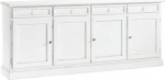 Mar.c.a. Design - Living Room Sideboard Poplar Wood Matt White Elegant Shabby Chic Sideboard Living Room Cabinet with 4 Doors Made in Italy - Dimensions: 205 x 42 x 86 cm
