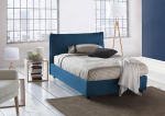 Talamo Italia - Desir&eacute;e Double Bed with Fabric Cover, 100% Made in Italy, Front Opening + Mattress 120 x 190 cm, Blue