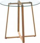 H.J WeDoo Dining Table Glass Round Kitchen Table Scandinavian Coffee Table Small Table H x D: 75 x 80 cm Wooden Legs, Transparent