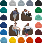 HomeIdeal Bean bag, XXL floor cushion with EPS beads for adults and children, suitable for gaming or relaxing, indoor and outdoor as it is waterproof, brown colour, XL size