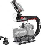 Zeadio Camera Stabilizer Kit, All-in-One k&auml;eshoitav stabilisaator koos LED-videovalgustuse, mikrofoni, telefonihoidiku ja tegevuskaamera adapteriga - &uuml;hildub k&otilde;igi nutitelefonide, kaamerate, tegevuskaamerate ja muuga.