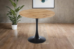SAM Stockholm Dining Table Round Diameter 80 cm Wood Wild Oak Look Straight Edge Tulip Base Metal Black Modern Column Table / Coffee Table for Dining Room and Kitchen