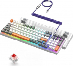 ZIYOU LANG K3 PRO juhtmega mehaaniline m&auml;nguklaviatuur Bee Red Shaft koos C01 8000Hz spiraalkaabliga USB-C PC Mac Gamerile (valge, hall ja oranž)