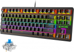 M&auml;nguklaviatuur USB mehaaniline klaviatuur RGB Rainbow LED taustavalgustusega 87 klahvi t&auml;is Anti-Ghosting m&auml;ngijatele ja masinakirjutajatele PS3 PS4 PS6 arvutile Mac (must)