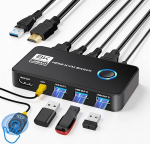 KVM l&uuml;liti, 2 port HDMI KVM Switch 2PC 1 monitor, USB HDMI l&uuml;liti 2 arvuti jagamiseks 1 HD monitori ja klaviatuuri hiirega printeriga (8K60Hz)