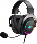 Havit H2002p RGB m&auml;ngukomplektid mikrofoniga - 50mm juht - 7.1 k&otilde;rvaklapid juhtmega Surround heliga - Memory Foam k&otilde;rvapadjad, reguleeritav peapael - 2m spiraalkaabel (must, ookri)