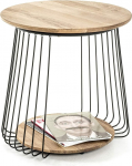 HAKU M&ouml;bel Side Table Oak Black Solid Wood Metal Dimensions Height 52 cm x Diameter 50 cm Style: Modern