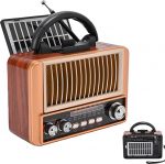 Radio Portable AM / FM / SW Retro raadio v&auml;ike, Vintage raadio t&ouml;&ouml;tab akuga p&auml;ikesepaneeliga p&auml;ikeseraadio, k&ouml;&ouml;giraadio kohvri raadio Bluetooth k&otilde;lariga toetab USB / TF funktsiooni mobiiltelefoni