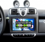 SIXWIN 4+64G Android 15 autoraadio Mercedes Benz Smart Fortwo 2005-2010 koos Carplay/Android Car/Mirrorlink, 9-tolline HD puuteekraan WiFi/GPS/FM/RDS/Bluetooth 5.0/32EQ/juhtimisrattaga