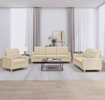 Juroupi 3201244 3-Piece Sofa Set with Cushion Sofa Living Room Sofa Set Sofas for Living Room Cream Fabric