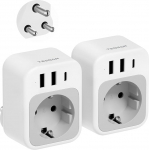 TESSAN L&otilde;una-Aafrika pistikupesa 2 tk, reisiadapter L&otilde;una-Aafrika USB C, pistikupesa Namiibia pistikupesa adapter t&uuml;&uuml;p M, 2500 W reisipistik Namiibia, Botswana, India, Nepal, Mosambiigi jaoks