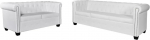 SECOLI Chesterfield Sofa 3 Seater and 2 Seater Sofa 2+3-Seater Upholstered Sofa Sofas & Couches Living Room Sofa Lounge Sofa White 2 Seater + 3 Seater