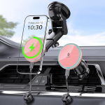 MOKPR MagSafe autokinnitusele koos laadimisfunktsiooniga, 15 W Magsafe autokinnitusele laadimisfunktsiooniga mobiiltelefoni hoidja auto magnet koos laadimisfunktsiooniga armatuurlaual / tuuleklaasile iPhone 16/15/14 jaoks