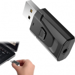 1 x USB-Bluetooth-5.0-adapter mit 3,5-mm-AUX, 4-in-1-Auto-Bluetooth-AUX-adapter, schwarz, kabelloser Audio-Transmitter, Empf&auml;nger, Plug-and-Play-Bluetooth-Sender f&uuml;r TV, PC, Lautsprecher