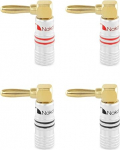 Nakamichi 24K kullatud banaanipistik 12AWG - 18AWG m&otilde;&otilde;tmete suurus 4mm k&otilde;lariv&otilde;imendi Hi-Fi AV vastuv&otilde;tja Stereo koduteatri helikaabli &uuml;hendaja parema nurga pistik 4 t&uuml;kki (2 paari)