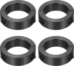 hankekaart 4 x doppelt geteilte Schaftmanschetten, 35 mm Bohrung, zweiteiliger Spannkragen, 50 mm Au&szlig;endurchmesser, 15 mm Dicke, Karbonstahl, Schlosskragenklemme mit Stellschrauben (Schwarzoxid)