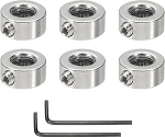 hankekaart Bohrung 8mm Schaftmanschette 16mm OD 8mm Dicke Kohlenstoffstahl Fahrwerk Stopper Radkragen mit Stellschraube & 2 Sechskantschl&uuml;ssel f&uuml;r Werkzeugmaschinenindustrie (Silberton, 6 St&uuml;ck)