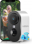 Xega 4G LTE Indoor Surveillance Camera with SIM Card, 2 Pieces, 2K Super HD LTE Indoor Camera, Portable, 6000 mAh Battery, PIR Motion Detection, 3MP Colour Night Vision, 2-Way Audio, Alarm, TF/Cloud