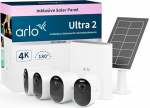 Arlo Ultra 2 Outdoor Surveillance Cameras WiFi with Solar Panel, Wireless, Set of 4, 4K UHD Quality Product, 180&deg; Field of View, Spotlight, Colour Night Vision, Motion Sensor, Siren, + Arlo Secure