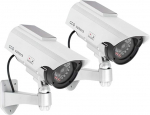 com-four&reg; 2 x Dummy Camera for Outdoor Use, Dummy Camera with Wall Mount, Solar Security Camera with LED for the Home, Dummy Surveillance Camera (Pack of 02)