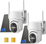 HOSAFE.COM 4G LTE Surveillance Camera Without WiFi, 2K 360 Degree Camera, Outdoor Battery Solar with SIM Card, Human Sensor, SD/Cloud, 2-Way Talk, IP66, Pack of 2