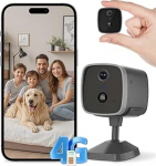 4G LTE siseruumide valvekaamera koos SIM-kaardiga, 2K Super HD aku kaamera, minikaamera ilma WiFi, PIR liikumistuvastus, 3MP &ouml;ine n&auml;gemine, 120&deg; lai nurk, TF / Cloud