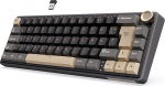 RK ROYAL KLUDGE R65 mehaaniline traadita klaviatuur, 60% protsendi m&auml;nguklaviatuur QWERTZ Gasket RGB nupu ja PBT klahvikattega, Bluetooth/2.4G/USB-C QMK/VIA, Hot Swap Linear Creamy l&uuml;litid