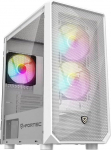 Nfortec - DYS PC Gaming Mini Towe (MATX) korpus, 3 x 120 mm ARGB ventilaatorit, v&otilde;rkfront, kristallplaaditud k&uuml;lg, valge v&auml;rvi