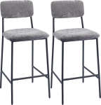 HOMCOM Baaritoolid 2 baaritooli komplekt koos jalatoega seljatoega Pehmendusega bistro tool terasraamiga Chenille Look 72,5 cm istme k&otilde;rgus k&ouml;&ouml;ki kodubaaris Hall
