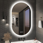 S'bagno Vannitoa peegel LED-valgustitega 100 x 60 cm ovaalne seinapeegel Bluetooth peegel LED vannitoa peegel koos puutetundliku l&uuml;litiga & Demister & timmitav IP44 veekindel