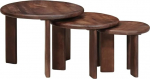 Nesting-Couchtische 3er-Set Dunkelbraun, Massivholz Mango, &Oslash; 54/44/34 cm, platzsparendes Design f&uuml;r Wohnzimmer, kohvilaud