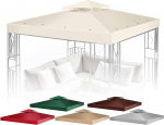 Flexzion - 3m x 3m Ivory Double Tier Gazebo varikatus koos Plain Edge pol&uuml;estrist UV30 veekindel Outdoor Garden Patio Gazebo Sun Shade'iga