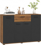 Homcom Sideboard elutoa kapp 4 kapi, sahtlite ja reguleeritavate riiulitega, ABM. 120 x 35 x 85 cm, pruun ja must