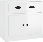 vidaXL Sideboard, sahtlitekk, kus on palju hoiuruumi, Highboard elutoa kapp koos ustega, kapi k&uuml;lgkapp, k&uuml;lgkapp, k&otilde;rgl&auml;ikega valge puitmaterjaliga