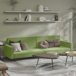 Schlafsofa 2-Sitzer als Bett mit Samtbezug Hellgr&uuml;n, Klappsofa f&uuml;r G&auml;stezimmer und Wohnzimmer, 220 cm pikkus, bequemes Sofabett mit Holzrahmen