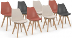 IDMarket - 8 Sara segav&auml;rvi skandinaavia toolide komplekt, tumehall x2, terrakota x3, beež x3