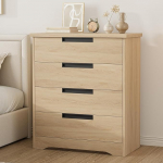 Kommode Mit 4 Schubladen, Sideboard, Nachttisch, Beistelltisch, Modern Kommodenschrank Holz Schubladenschrank F&uuml;r Wohnzimmer, Schlafzimmer Oder Flur, 77x39x92cm