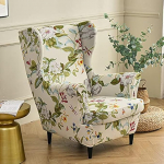 Highdi 2-osaline Wing Chair Cover, tugitooli visked, Wing Chair kaitsvad katted, elastne Stretch Tiger Chair Cover koos k&auml;etoega, k&otilde;rge seljatoega, universaalne (Flower ja Leaf)