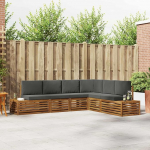 Modulares Gartensofa-Set aus Akazienholz, Outdoor-Sofagarnitur 6 St&uuml;ck in Natur und Anthrazit mit Kissen als wetterbest&auml;ndiges Outdoor-M&ouml;bel-Set