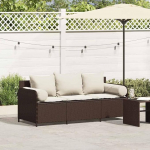 Gartensofa 3-Sitzer mit Polster PE Rattan Braun als Terrassenm&ouml;bel Set mit abnehmbaren Kissen