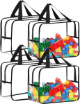 4-teiliges transparentes Spielzeug-Aufbewahrungsbeutel-Set, schwarze Rahmengriffe, gro&szlig;e Kapazit&auml;t, Spielzeug-Aufbewahrungstaschen, tragbare transparente Organizer, Reise-Aufbewahrungstaschen