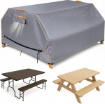 GARPROVM Picknicktischhussen f&uuml;r den Au&szlig;enbereich, Terrasse, Picknicktisch, Bank, 178,8 cm, wasserdicht, 420D, strapazierf&auml;higes Oxford-Gewebe, winddicht, Grau